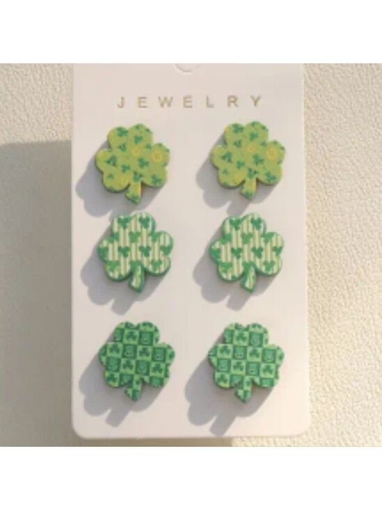 Jewelry - 3 pair St Patrick's day stud earrings